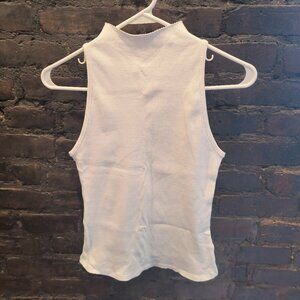 Maeve Anthropologie White Ribbed Mock Necked Tank